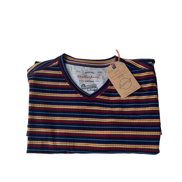 Weatherproof Vintage Striped Ribbed Henley Pullover Men's Large Cotton Blend NWT - Picture 2 of 3